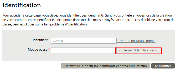 Lien vers problème d'identification