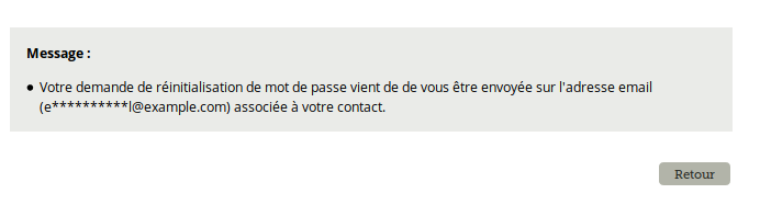 E-mail de réinitialisation de mot de passe envoyé