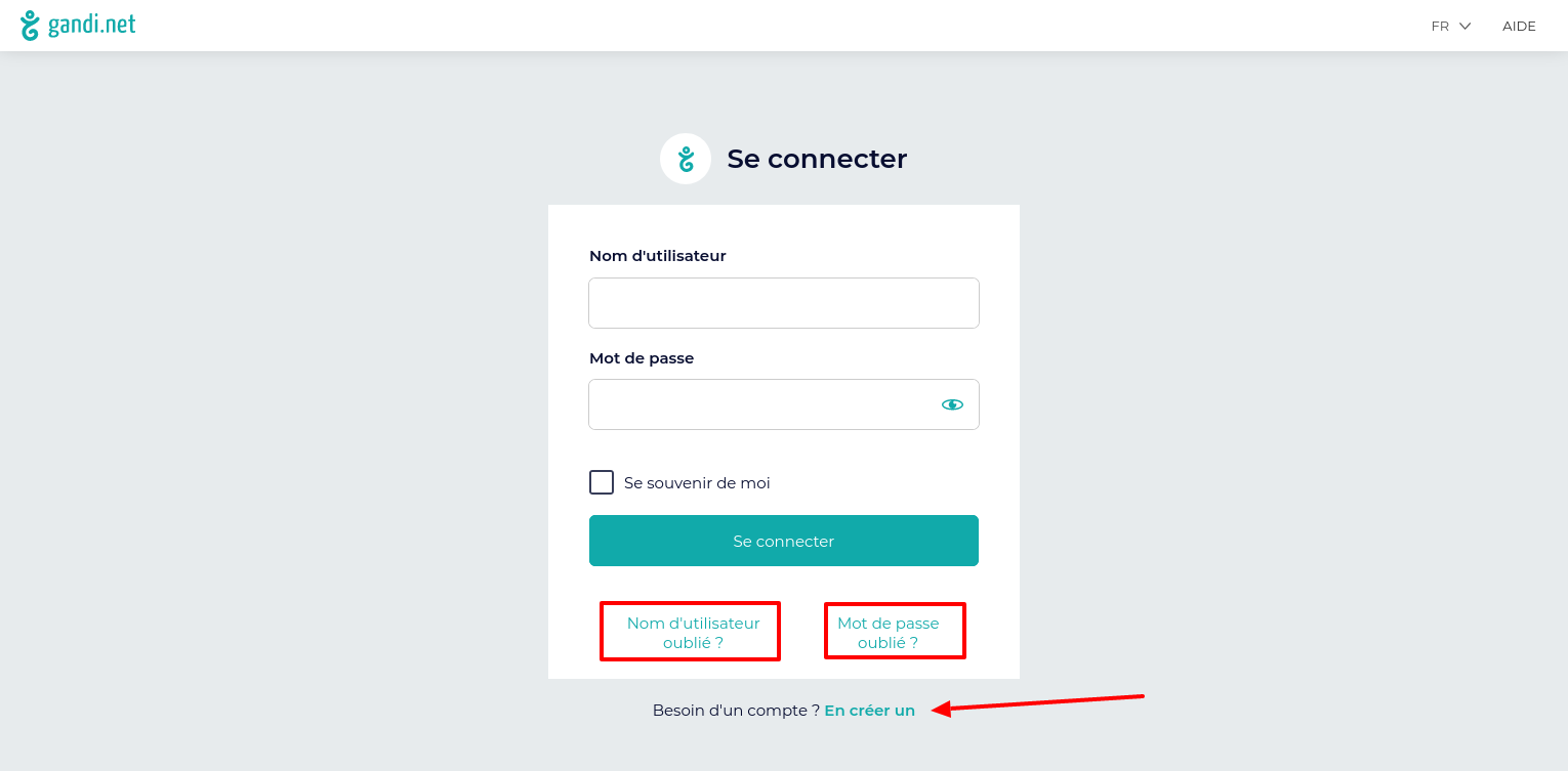 Oubli identifiant ou mot de passe